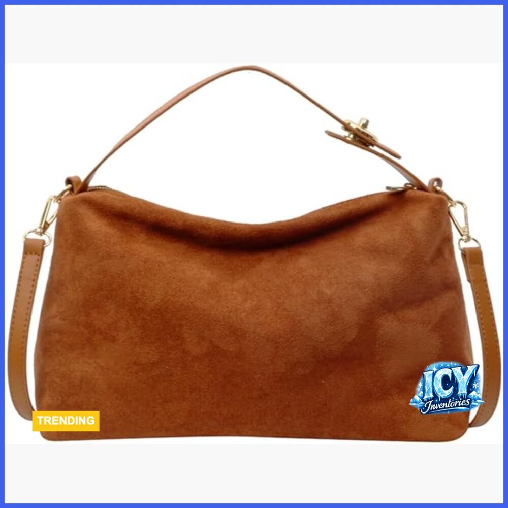 Classic Brown Suede Shoulder Bag - Women